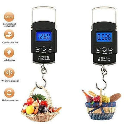 50kg Portable Digital Hanging Scale with Hook – Electronic Luggage, Fishing, Kitchen & Travel Weight Machine