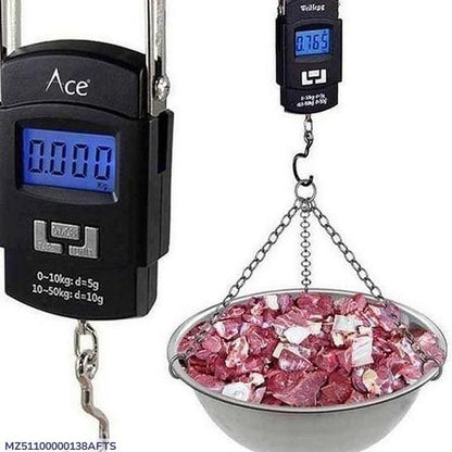 50kg Portable Digital Hanging Scale with Hook – Electronic Luggage, Fishing, Kitchen & Travel Weight Machine
